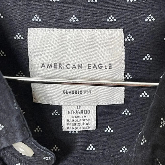 American Eagle Black Button Up Long Sleeve‎ Shirt Large Tall - Picture 3 of 4